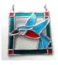 Sold 261016 t Kingfisher Framed Stained Glass Suncatcher Tile  - Image 6