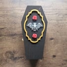 Vampire Bat and Roses Coffin Shaped Jewellery or Trinket Box