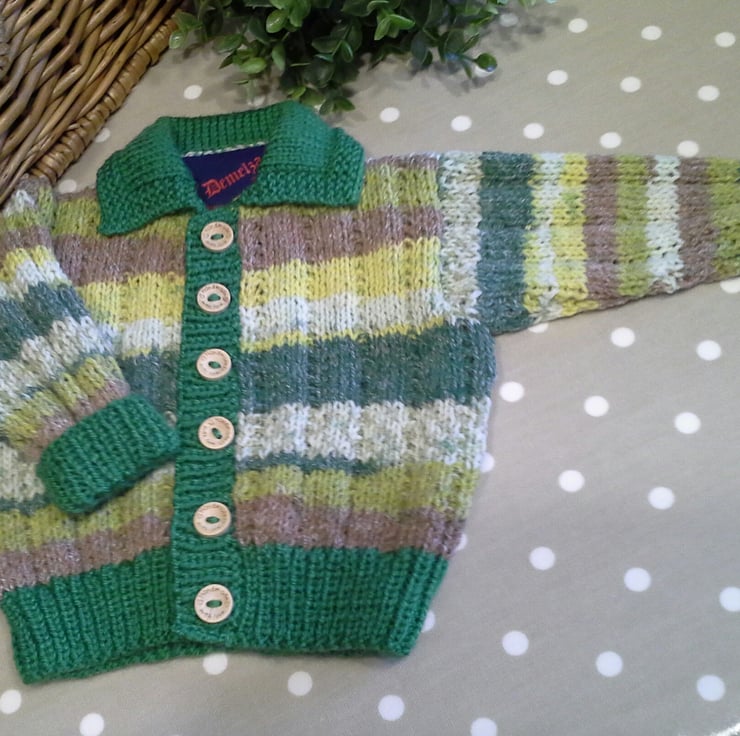 Luxury Baby Boy's Cardigan with Cotton and Wool... - Folksy