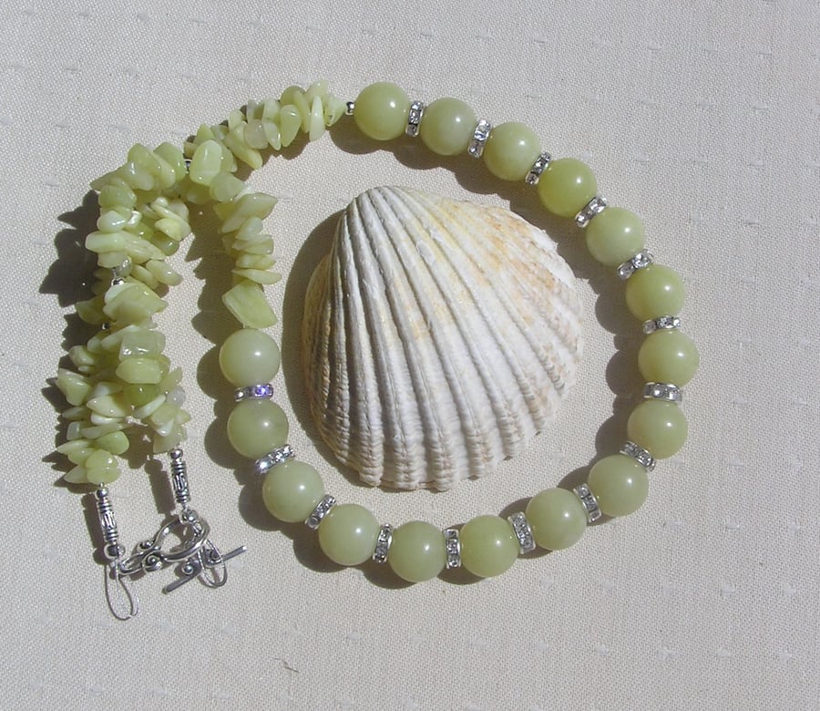 Lemon Jade Crystal Gemstone Beaded Statement Ne... - Folksy