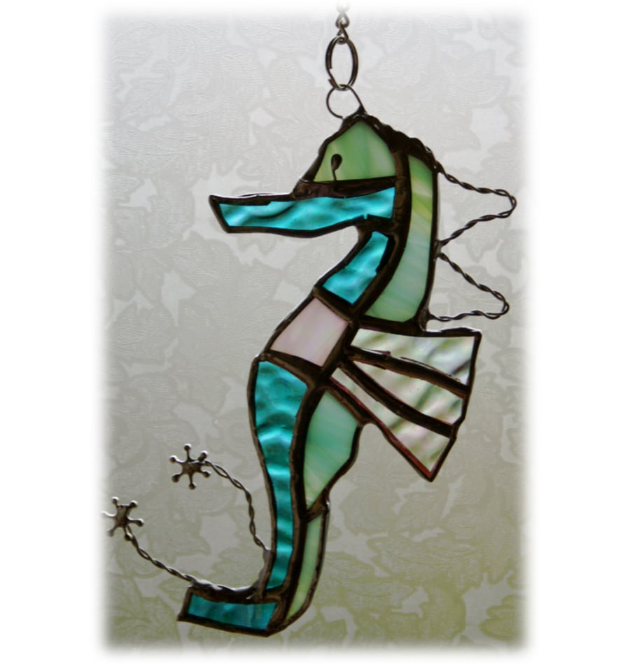 Seahorse Stained Glass Suncatcher Handmade 
