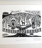 Bradgate Park- Memorial Wood Lino Print- Black and White - Image 3