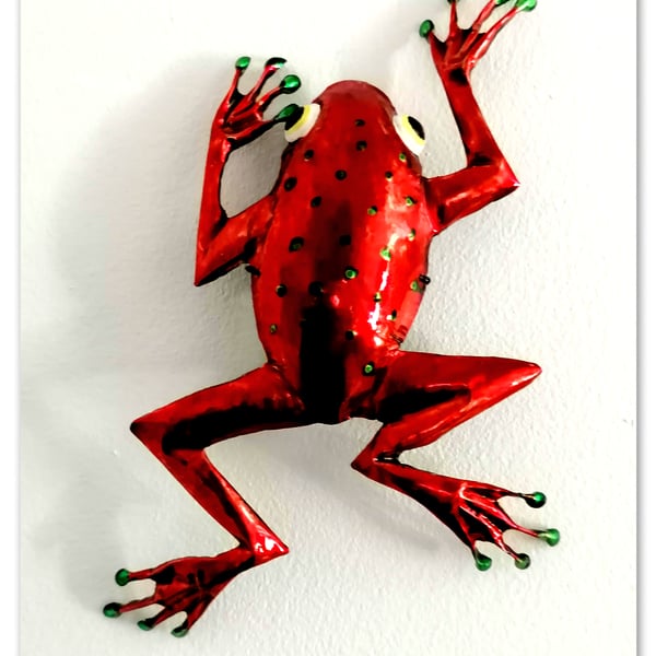 Metal Frog wall decoration (Red with Green spots)