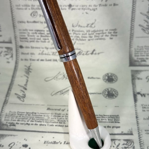 Mahogany and Silver Ballpoint Euro Pen