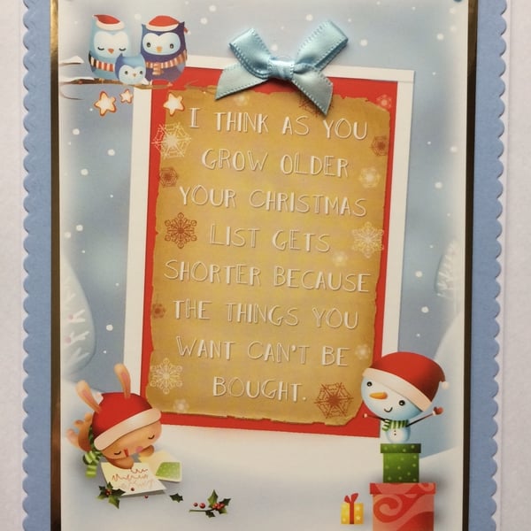 Handmade Christmas Card Xmas List The Things You Want Can't Be Bought