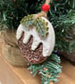 Ceramic Christmas pudding decoration with holly detail - Image 2