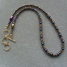 Multi Coloured Haematite Necklace Gold Plated 