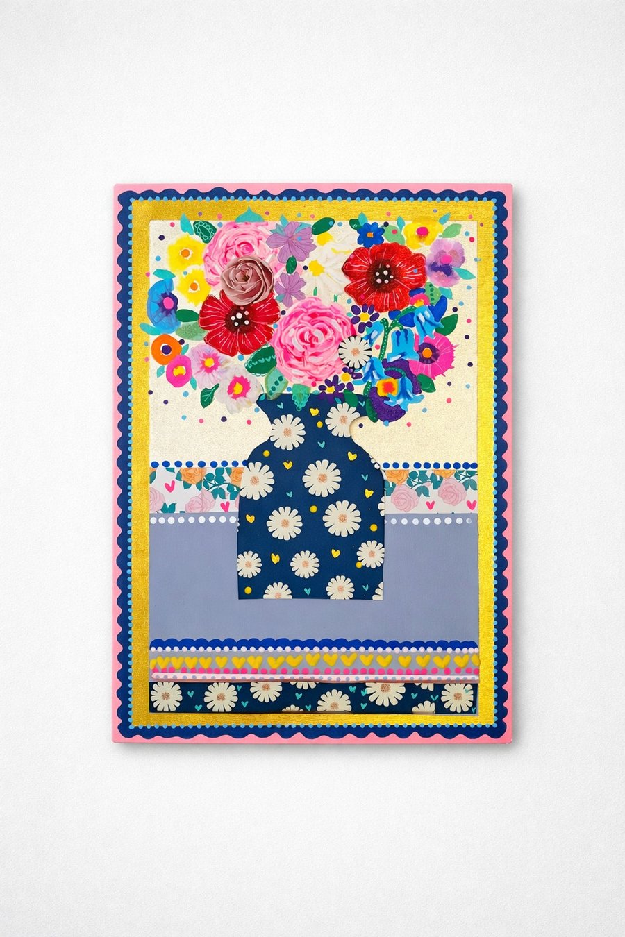 Daisy and Bluebell Flower Art
