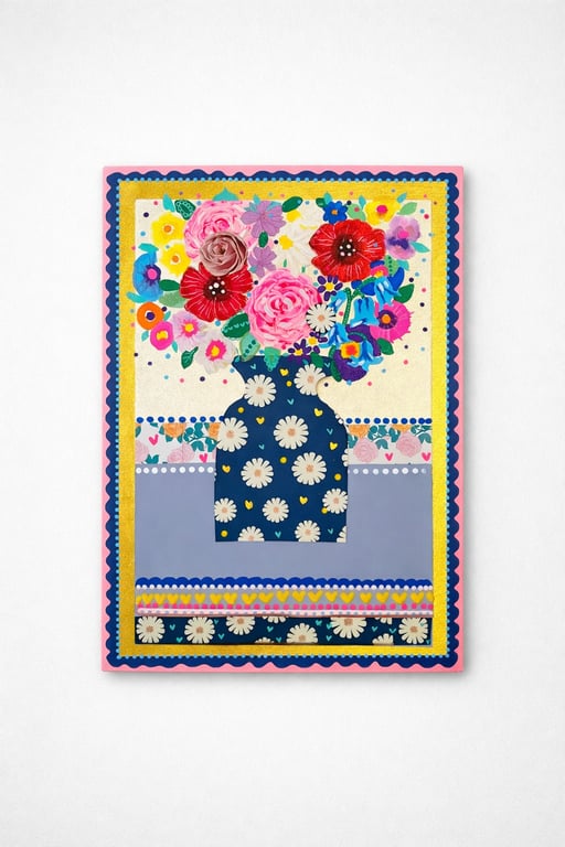 Daisy and Bluebell Flower Art
