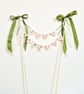 Custom Just Married Wedding Cake Toppers - Handmade Embroidered Bunting Pennant  - Image 6