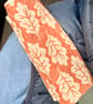 Pair of quilted seatbelt pads - oak leaves on russet background