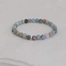 Amazonite gemstone stretch bracelet with sterling silver detail 