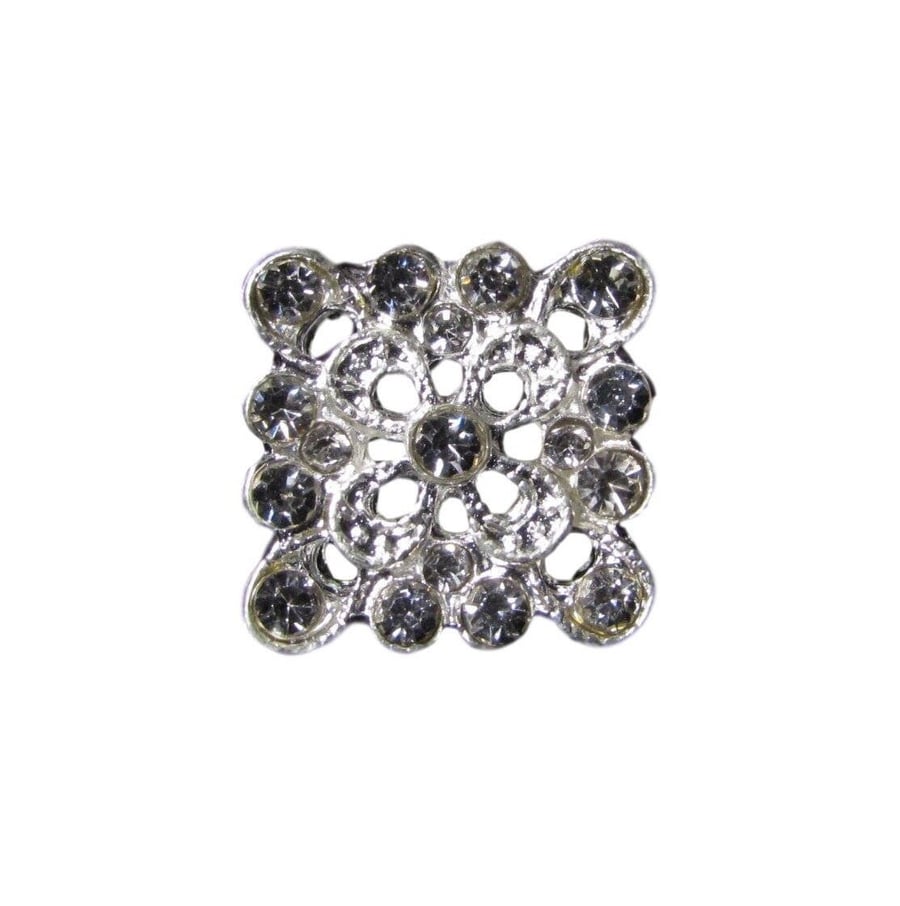 10 x Silver Colour Square Diamante Embellishments Grade A Rhinestones, Great For