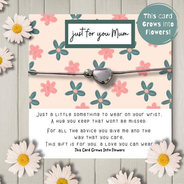 Silver Heart Charm Bracelet With Plantable Card, Mother's Day Gift