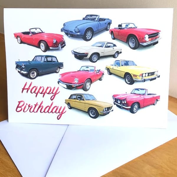 Triumph Classic Cars - Greeting Cards - Birthday, Christmas etc