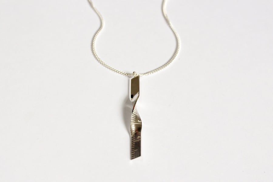 Measure necklace, hand engraved, silver necklace, seamstress