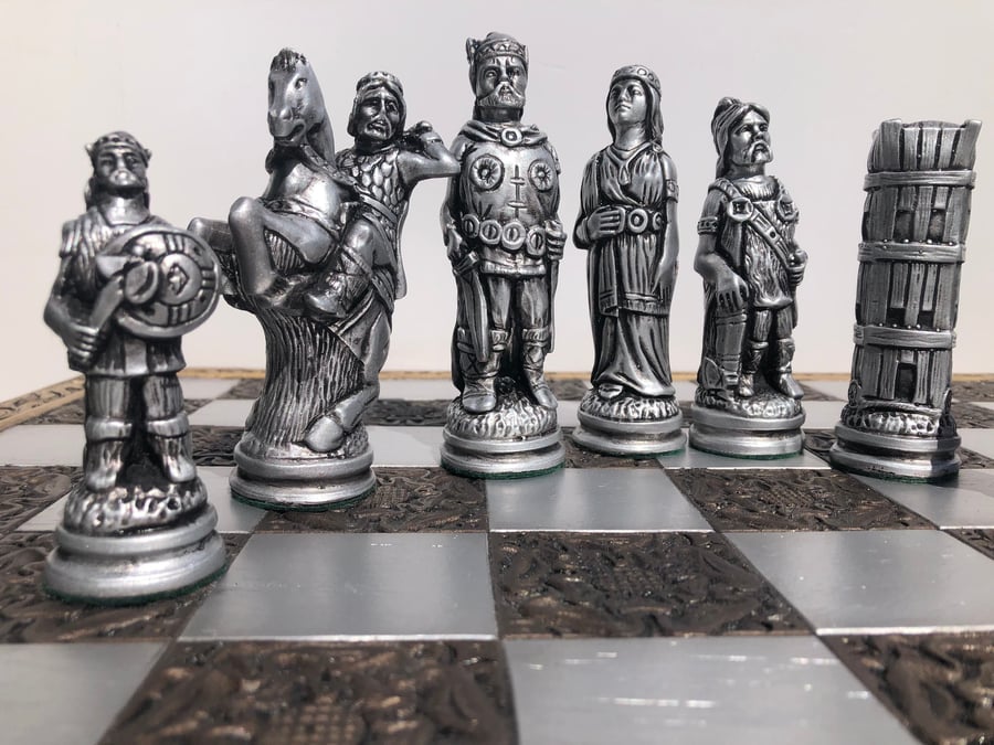 Large Viking Themed Chess Pieces - Reconstructed Stone with Antique effect