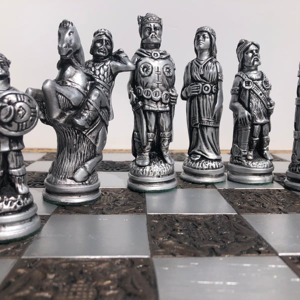 Large Viking Themed Chess Pieces - Reconstructed Stone with Antique effect
