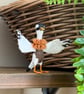 Brown White Indian Runner Duck Spun Cotton Miniature Art Doll - Image 1