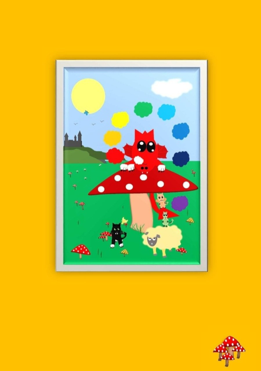 Chakra Clouds Dragon - Digital Downloadable Print