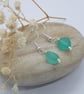 silver plated  earrings with faux sea glass beads sea foam green