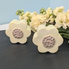 Pair of ceramic pastel yellow flower photo stands