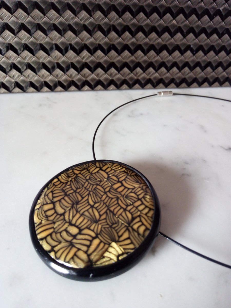 ART DECO STYLE NECKLACE - CHOKER - POLYMER CLAY - FREE UK POSTAGE