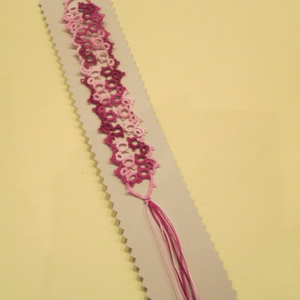 Maroon pink Tatted Bookmark 