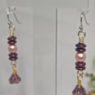 Blush Pearl & Amethyst Glass Drop Earrings