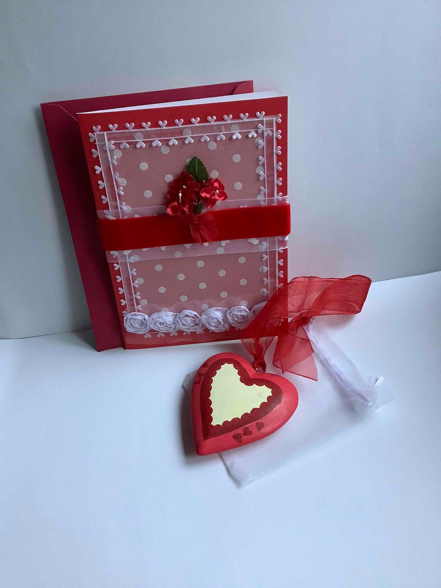 In love with red card and heart