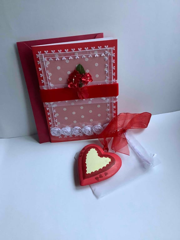 In love with red card and heart