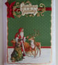 Christmas Card Santa Rudolph the Reindeer Sleigh & Gifts v2 3D Luxury Handmade - Image 1