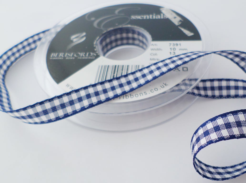 Navy Gingham ribbon x 3 metres 