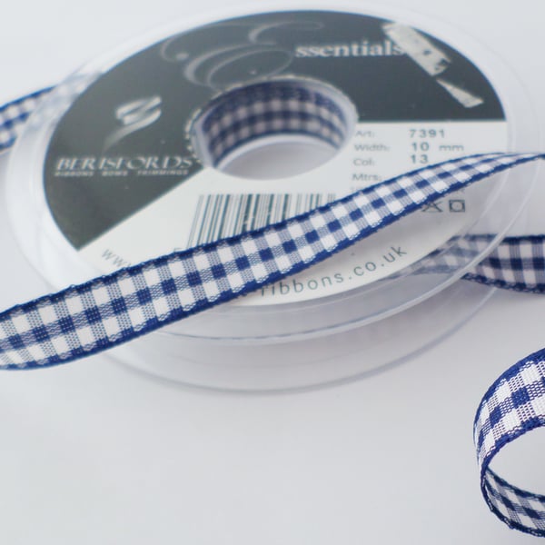 Navy Gingham ribbon x 3 metres 