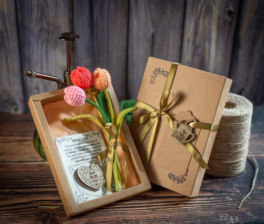 Mother's Birthday Gift Bundle (Pocket Hug and Crochet Tulips)