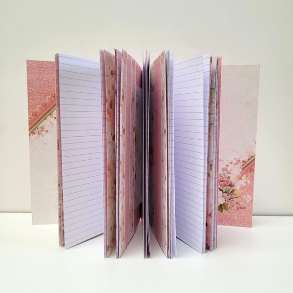 Handmade Floral Junk Journal with Pockets, Tuck Spots & Journal Cards - 60 pages