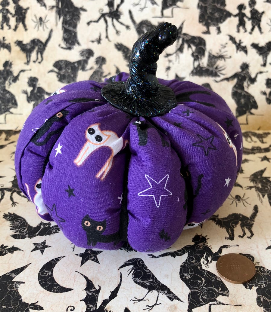 Fragranced Purple Black and White Cat Pumpkin