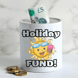 Ceramic Money Box - Novelty Present - HOLIDAY FUND