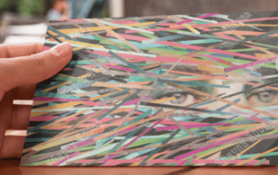 'Crypsis' card printed from handmade collage 