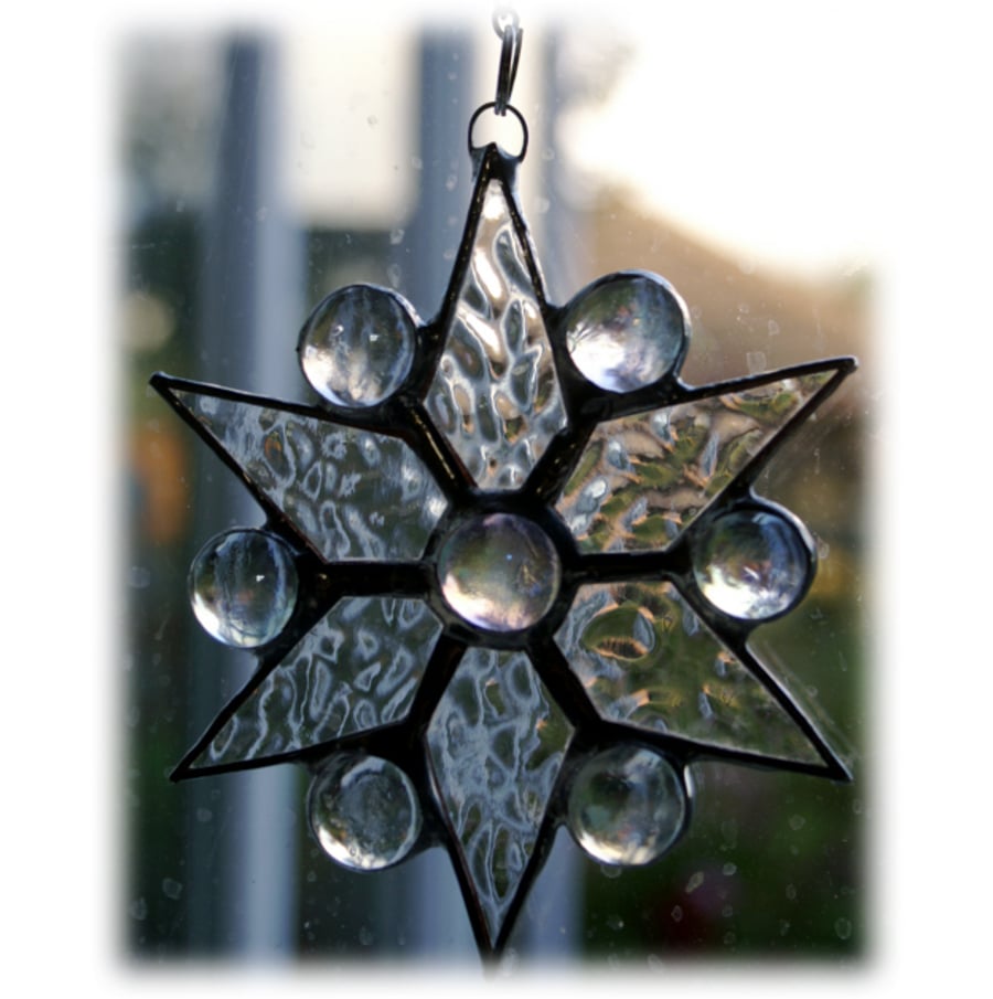 SOLD Snowflake Suncatcher Stained Glass Star 