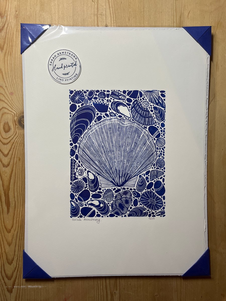 Limited Edition Cornish Scallop Lino Print