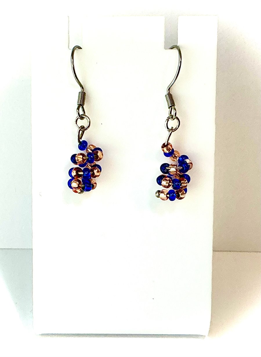 Beaded Spiral Design Short Drop Earrings