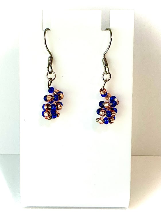 Beaded Spiral Design Short Drop Earrings