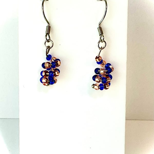 Beaded Spiral Design Short Drop Earrings