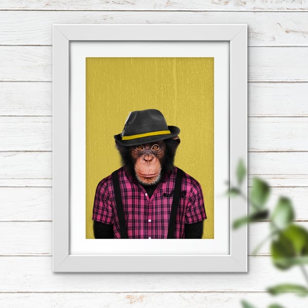 Monkey in clothes print: Yellow wood (Animalyser)