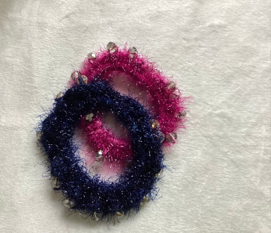 Crochet elastic hair bands, crochet pigtails, beaded hair bands