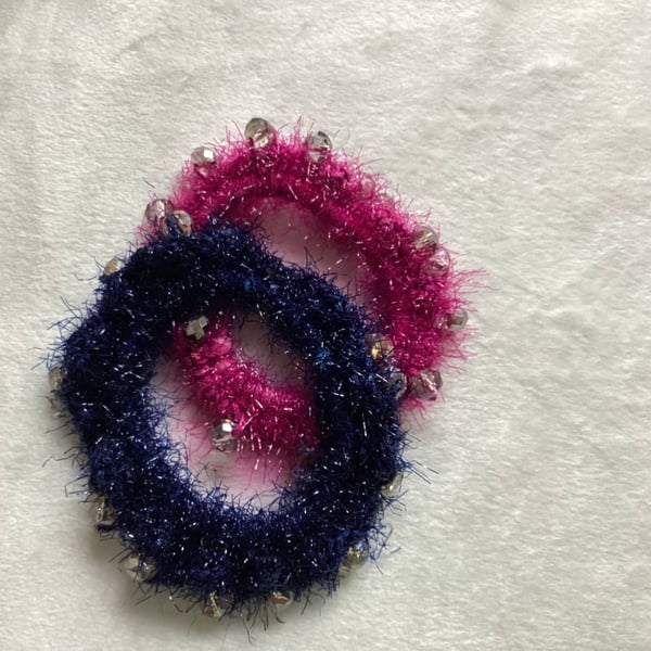 Crochet elastic hair bands, crochet pigtails, beaded hair bands