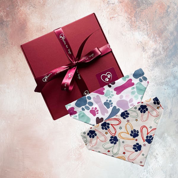 Dog Bandanas Set, Bandanas, Paws-Bones Design-Small Dog Bandanas. 2 Pack-TW13