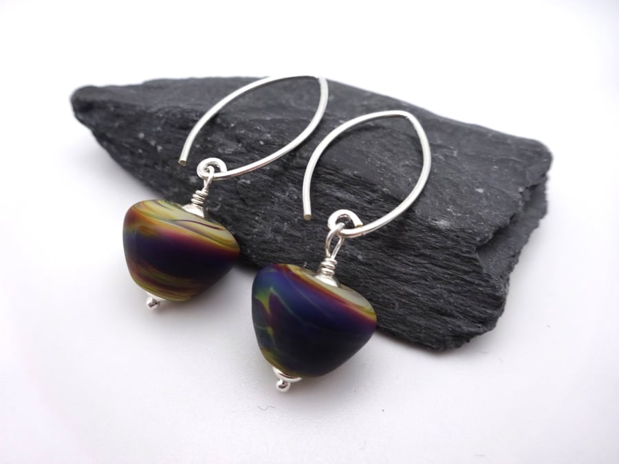 brown cones lampwork glass earrings