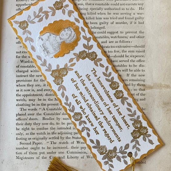 Jane Austen Epitaph Handmade Bookmark